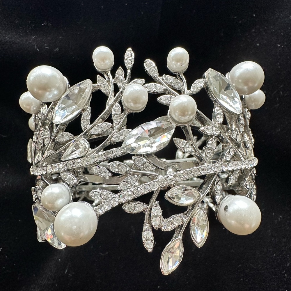 Faux Pearl and Crystal Cuff